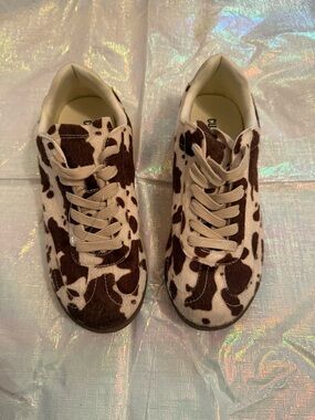 Cow Print Brown and White Women's Sneakers